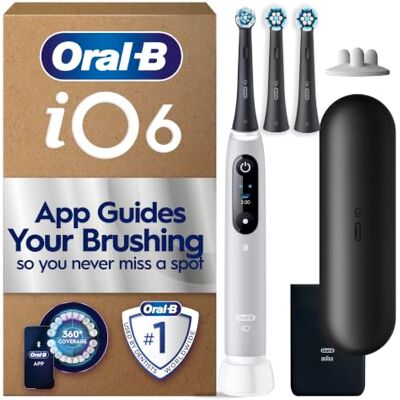 Oral-B iO 6 Eltandborste Grey 3 Borsthuvuden Inkl. 3 borstar, resefodral, elektrisk tandborste med 5 rengöringslägen för tandvård Oral-B iO 6 Eltandborste Grey 3 Borsthuvuden Inkl. 3 borstar, resefodral, elektrisk tandborste med 5 rengöringslägen för tandvård