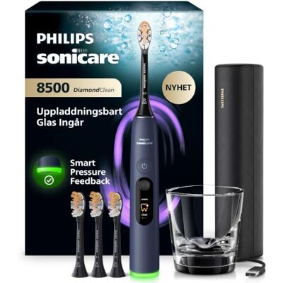 Philips Sonicare Next Generation DiamondClean 8500 Elektrisk tandborste med Smart Pressure Feedback, 18 inställningar, mörkblå, HX8515/13 Philips Sonicare Next Generation DiamondClean 8500 Elektrisk tandborste med Smart Pressure Feedback, 18 inställningar, mörkblå, HX8515/13