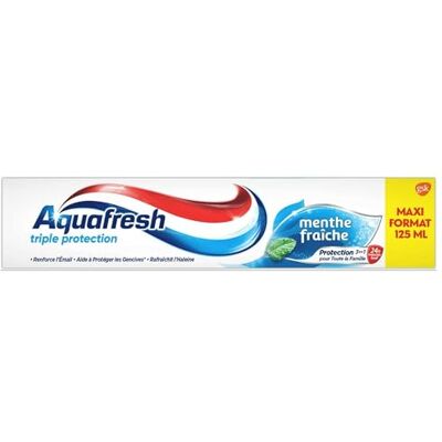 Aquafresh Triple Protection Tandkräm Frisk Minth, för starka tänder och friskt andetag, maxformat 125 ml Aquafresh Triple Protection Tandkräm Frisk Minth, för starka tänder och friskt andetag, maxformat 125 ml