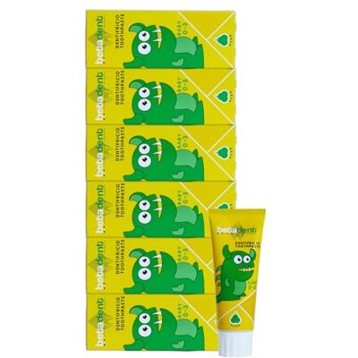 BETADENT KIT 6 TANDFRICIO BABY FÖR BARN 0 till 3 ÅR. Utan Fluor. Päronsmak. Anti-plack åtgärd, underlättar tandvård. Naturlig formulering. 6 x 75 ml BETADENT KIT 6 TANDFRICIO BABY FÖR BARN 0 till 3 ÅR. Utan Fluor. Päronsmak. Anti-plack åtgärd, underlättar tandvård. Naturlig formulering. 6 x 75 ml