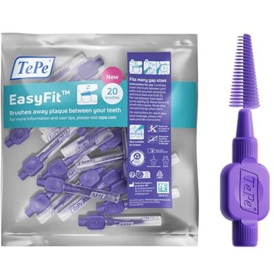 TePe EasyFit Mellanrumsborste, Lila, Strl M/L, 20-pack, effektiv rengöring mellan tänderna, passar medelstora till stora mellanrum, plackborttagning TePe EasyFit Mellanrumsborste, Lila, Strl M/L, 20-pack, effektiv rengöring mellan tänderna, passar medelstora till stora mellanrum, plackborttagning