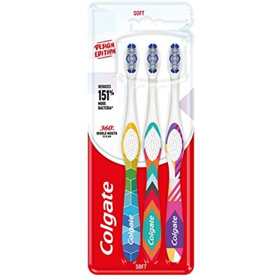 Colgate 360 Whole Mouth Clean Design Edition Tandborste Mjuk borst tandborste slim tip interdental borst poleringskoppar hjälper till att ta bort fläckar kind- och tungrengörare Colgate 360 Whole Mouth Clean Design Edition Tandborste Mjuk borst tandborste slim tip interdental borst poleringskoppar hjälper till att ta bort fläckar kind- och tungrengörare