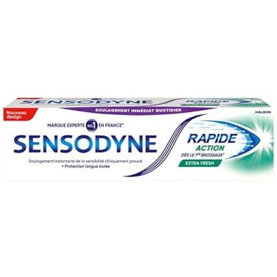 Sensodyne Extra fräsch snabbverkande tandkräm, för känsliga tänder, ger långvarigt skydd, färsk mynta 75 ml Sensodyne Extra fräsch snabbverkande tandkräm, för känsliga tänder, ger långvarigt skydd, färsk mynta 75 ml