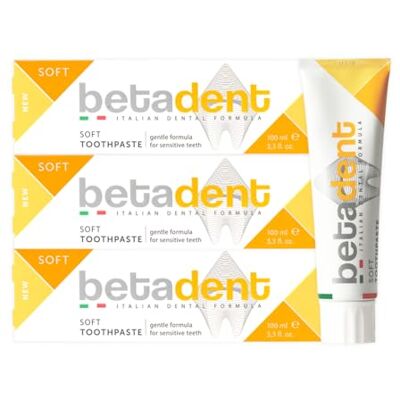 BETADENT KIT 3 SOFT TANDFRICIO för känsliga tänder. Motverkar tandköttsinflammation. Sanitiserande och lugnande verkan. Med aloe vera, tea tree oil och naturliga ingredienser. 3 x 100 ml BETADENT KIT 3 SOFT TANDFRICIO för känsliga tänder. Motverkar tandköttsinflammation. Sanitiserande och lugnande verkan. Med aloe vera, tea tree oil och naturliga ingredienser. 3 x 100 ml