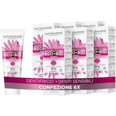 Naturaverde BIO ECO BIO känslig tandkräm med Echinacea och marsfikonextrakt, för känsliga tänder och tandkött, 0% fluor, 6 x 75 ml Naturaverde BIO ECO BIO känslig tandkräm med Echinacea och marsfikonextrakt, för känsliga tänder och tandkött, 0% fluor, 6 x 75 ml