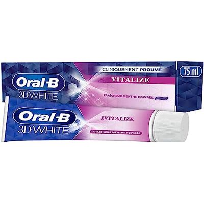 Oral-B Oral B 3D-tandkräm White Vitalize 75 Ml, tar bort upp till 87% av ytfläckarna för vitare tänder Oral-B Oral B 3D-tandkräm White Vitalize 75 Ml, tar bort upp till 87% av ytfläckarna för vitare tänder