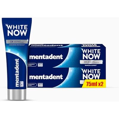 Mentadent White Now Original tandkräm, blekande tandkräm med White-Correct och Infinity Technology, 2 x 75 ml Mentadent White Now Original tandkräm, blekande tandkräm med White-Correct och Infinity Technology, 2 x 75 ml