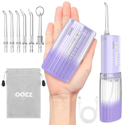 OOZZ Resevattenflosser, sladdlös oral irrigator för ficka, 5 trycklägen, 6 jet-spetsar, USB-uppladdningsbar kompakt design, bärbar oral sköljare för tänder, OZ-7211 OOZZ Resevattenflosser, sladdlös oral irrigator för ficka, 5 trycklägen, 6 jet-spetsar, USB-uppladdningsbar kompakt design, bärbar oral sköljare för tänder, OZ-7211