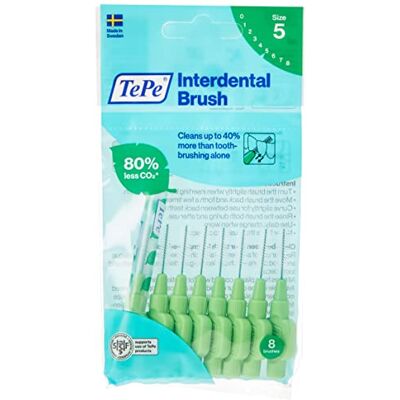 TePe 0,8 mm storlek 5 originalborste för tandmellanrum, 5 stycken, totalt 40 TePe 0,8 mm storlek 5 originalborste för tandmellanrum, 5 stycken, totalt 40