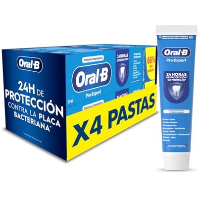 Oral-B Pro-Expert professionell tandkräm, sparpaket 4 x 125 ml, tandkräm som skyddar mot plack, färsk mintsmak Oral-B Pro-Expert professionell tandkräm, sparpaket 4 x 125 ml, tandkräm som skyddar mot plack, färsk mintsmak