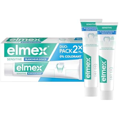 ELMEX Sensitive tandkräm mjuk vithet 0% färgämnen känsliga tänder, smärtsamma tandkött, emaljskydd 2 x 75 ml ELMEX Sensitive tandkräm mjuk vithet 0% färgämnen känsliga tänder, smärtsamma tandkött, emaljskydd 2 x 75 ml