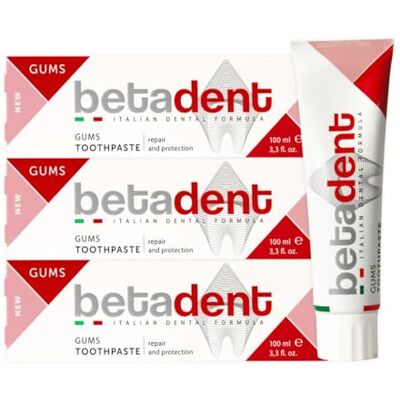 BETADENT GUMS TANDLÄDER KIT 3 för känsligt, inflammerat och irriterat tandkött. Reparerar och skyddar. Anti-plack och antibakteriell verkan. Delikat icke-slipande formel. 3 x 100 ml BETADENT GUMS TANDLÄDER KIT 3 för känsligt, inflammerat och irriterat tandkött. Reparerar och skyddar. Anti-plack och antibakteriell verkan. Delikat icke-slipande formel. 3 x 100 ml