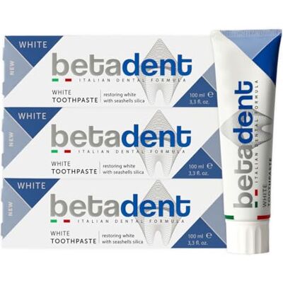 BETADENT Tänder vit blekning 3-pack Delikat och icke-slipande, återställer naturliga vita tänder. Frisk andedräkt, antiplack åtgärder, anti-tandsten 3x100 ml BETADENT Tänder vit blekning 3-pack Delikat och icke-slipande, återställer naturliga vita tänder. Frisk andedräkt, antiplack åtgärder, anti-tandsten 3x100 ml