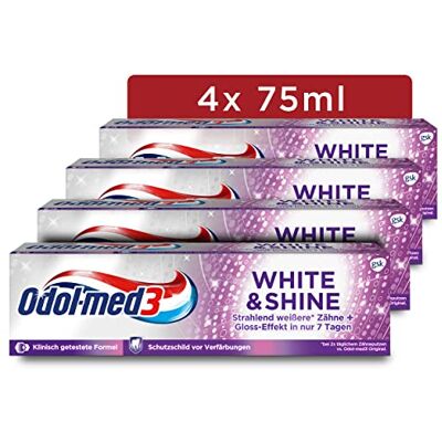 Odol-med 3 tandkräm White & Shine tandkräm, blekning/tänder blekning, 4 x 75 ml Odol-med 3 tandkräm White & Shine tandkräm, blekning/tänder blekning, 4 x 75 ml