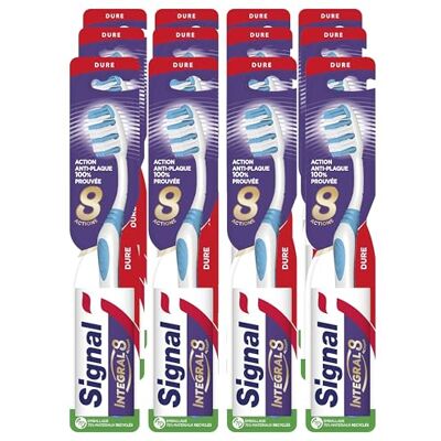 Signal Full 8 Tandborste komplett vård 100% beprövad anti-plack action förpackning med 75% återvunnet material hårt (set med 12 tandborstar), slumpmässig färg Signal Full 8 Tandborste komplett vård 100% beprövad anti-plack action förpackning med 75% återvunnet material hårt (set med 12 tandborstar), slumpmässig färg