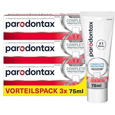 Parodontax komplett skydd blekning tandkräm, 3 x 75 ml, tandkräm för tandköttsproblem Parodontax komplett skydd blekning tandkräm, 3 x 75 ml, tandkräm för tandköttsproblem