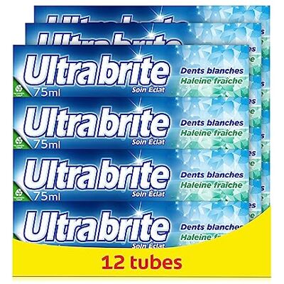 Ultra brite vithet tandkräm ultravithet ultrafriskhet vita och glänsande tänder set med 12 x 75 ml Ultra brite vithet tandkräm ultravithet ultrafriskhet vita och glänsande tänder set med 12 x 75 ml