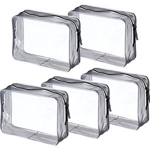 Pangda 5-pack genomskinlig PVC toalettväska med dragkedja bärbar sminkväska för semester, badrum och organisation, genomskinlig, L Pangda 5-pack genomskinlig PVC toalettväska med dragkedja bärbar sminkväska för semester, badrum och organisation, genomskinlig, L