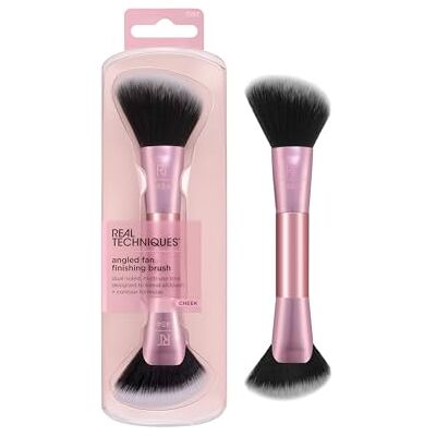 REAL TECHNIQUES Angled Fan Finishing Brush, Dual-Sided Makeup Tool for Blush, Bronzer & Contour, 2-in-1 Face Brush for Liquid, Cream & Powder, Vegan & Cruelty-Free, Travel-Friendly, 1 Count REAL TECHNIQUES Angled Fan Finishing Brush, Dual-Sided Makeup Tool for Blush, Bronzer & Contour, 2-in-1 Face Brush for Liquid, Cream & Powder, Vegan & Cruelty-Free, Travel-Friendly, 1 Count