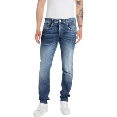 Replay Herrjeans Anbass Slim Fit Bio, Medium blå 009-8, 32W / 30L Replay Herrjeans Anbass Slim Fit Bio, Medium blå 009-8, 32W / 30L