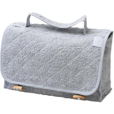 FILET Bomull svamp resesminkväska med vattentät insida toalettväska dim 28 x 17 x 10 cm Tillverkad i Italien, Grå, Sminkväska i grå quiltad frottéstängning FILET Bomull svamp resesminkväska med vattentät insida toalettväska dim 28 x 17 x 10 cm Tillverkad i Italien, Grå, Sminkväska i grå quiltad frottéstängning