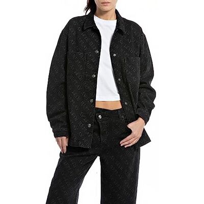 Replay Jeansjacka för kvinnor, 098 svart, XXS Replay Jeansjacka för kvinnor, 098 svart, XXS