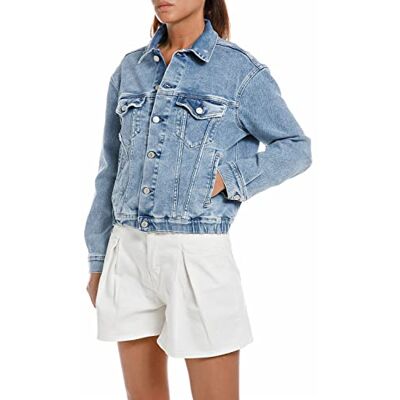 Replay Dam jeansjacka, 009 medium blå, L Replay Dam jeansjacka, 009 medium blå, L