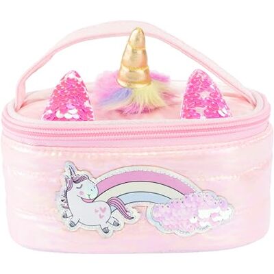 Girabrilla Puffer Unicorn Case Pink, 1 x minihållare rosa med iriserande enhörning Girabrilla Puffer Unicorn Case Pink, 1 x minihållare rosa med iriserande enhörning