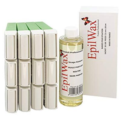 EpilWax – påfyllningspaket med: 12 roll-on-kassetter med honung, 1 förpackning med 100 fleeceremsor för hårborttagning och 1 flaska med 250 ml neutral olja efter hårborttagning (Aloe Vera) EpilWax – påfyllningspaket med: 12 roll-on-kassetter med honung, 1 förpackning med 100 fleeceremsor för hårborttagning och 1 flaska med 250 ml neutral olja efter hårborttagning (Aloe Vera)
