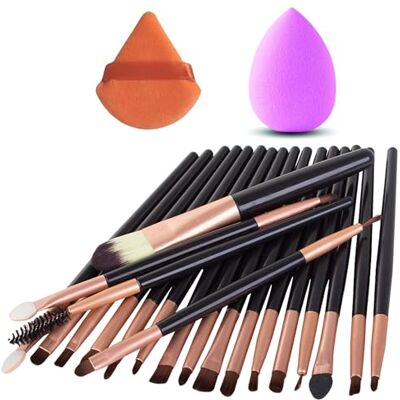 PARENCE .- 22 delar sminkset 20 sminkborstar ca 14 cm, 1 blendersvamp, 1 puderpuff smink, komplett set, mångsidig PARENCE .- 22 delar sminkset 20 sminkborstar ca 14 cm, 1 blendersvamp, 1 puderpuff smink, komplett set, mångsidig
