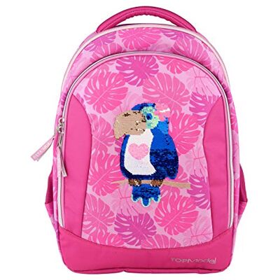 Depesche Djup 10448 skolryggsäck TOPModel med tukan av streckpailletter, rosa, ca 23 x 34 x 44 cm, färgglad Depesche Djup 10448 skolryggsäck TOPModel med tukan av streckpailletter, rosa, ca 23 x 34 x 44 cm, färgglad