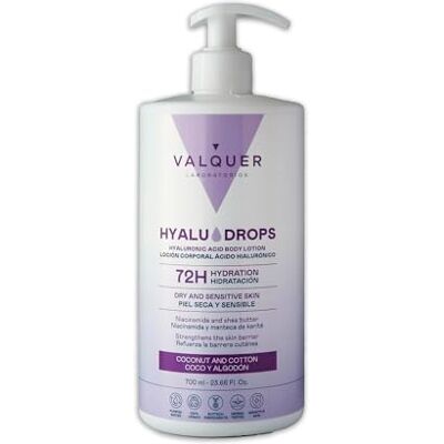 Valquer Laboratorios Valquer Hyaludrops fuktgivande kroppskräm kokosnöt och bomull. Lotion för torr och känslig hud, upp till 72 timmars näringsrik hydrering med hyaluronsyra, niazamid och sheasmör 700 ml. Valquer Laboratorios Valquer Hyaludrops fuktgivande kroppskräm kokosnöt och bomull. Lotion för torr och känslig hud, upp till 72 timmars näringsrik hydrering med hyaluronsyra, niazamid och sheasmör 700 ml.