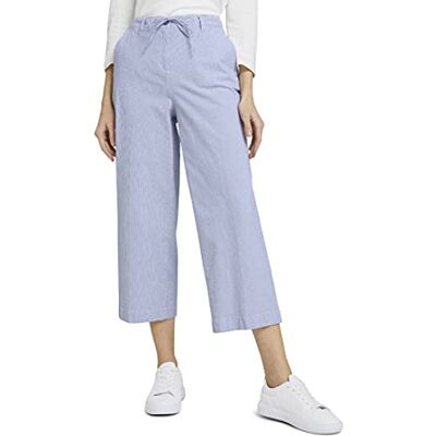 TOM TAILOR Damer Randiga tygbyxor av ekologisk bomull och brett ben 1025459, 12320 Thin Stripe Pants, 42 TOM TAILOR Damer Randiga tygbyxor av ekologisk bomull och brett ben 1025459, 12320 Thin Stripe Pants, 42
