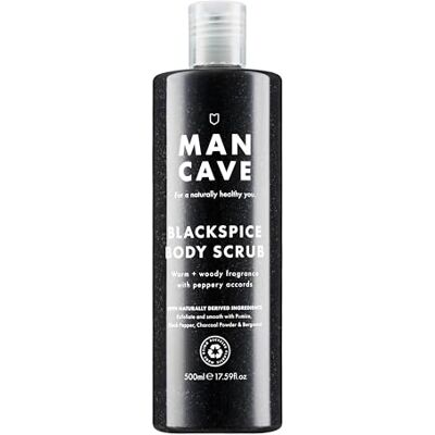 ManCave Blackspice Mens Body Scrub, 500ml, Kroppsskrubb, Naturliga Ingredienser, Vegansk, Miljövänlig och Cruelty-Free, Varm Träig Skrubb för Män med Pimpsten och Kol ManCave Blackspice Mens Body Scrub, 500ml, Kroppsskrubb, Naturliga Ingredienser, Vegansk, Miljövänlig och Cruelty-Free, Varm Träig Skrubb för Män med Pimpsten och Kol