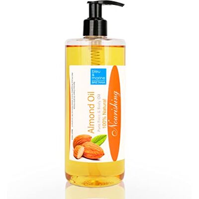 bleu & marine Bretania – 100% naturlig mandelolja kallpressad anti-bristningar barnvård hårvård sminkborttagning, orange, 500 ml (1-pack) bleu & marine Bretania – 100% naturlig mandelolja kallpressad anti-bristningar barnvård hårvård sminkborttagning, orange, 500 ml (1-pack)