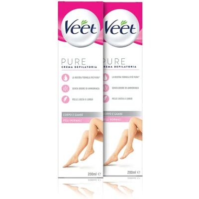 Veet Ren hårborttagningskräm för ben, kropp, armhålor och bikiniområde för normal hud, dermatologiskt testad, 400 ml (2 burkar x 200 ml) Veet Ren hårborttagningskräm för ben, kropp, armhålor och bikiniområde för normal hud, dermatologiskt testad, 400 ml (2 burkar x 200 ml)