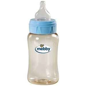 Mebby 92627 babyflaska Pes med napp av silikon och antikolikventil, 300 ml, blå