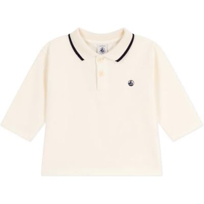 Petit Bateau Enfärgad långärmad bomullspolo för bebisar, Mjölk, 18 M�nader Petit Bateau Enfärgad långärmad bomullspolo för bebisar, Mjölk, 18 M�nader