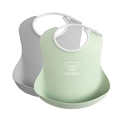 Babybjörn Haklapp, 2-pack, Grå/Blekgrön Babybjörn Haklapp, 2-pack, Grå/Blekgrön