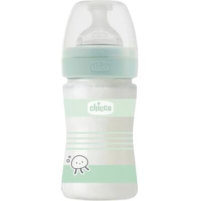 Chicco Babyflaska valpburk, 150 ml, normalt fluff, 0 m silikon, grön Chicco Babyflaska valpburk, 150 ml, normalt fluff, 0 m silikon, grön