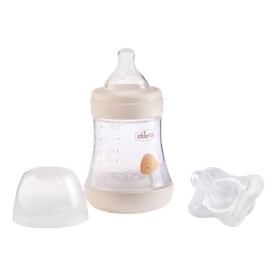 Chicco PERFECT 5 anti-kolisk flaska, 150 ml, långsamt flödesflaska 0 månader+ med mjuk silikonnapp och silikonnapp 0-2 månader ingår inuti Chicco PERFECT 5 anti-kolisk flaska, 150 ml, långsamt flödesflaska 0 månader+ med mjuk silikonnapp och silikonnapp 0-2 månader ingår inuti