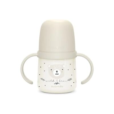SUAVINEX , Baby lärande mugg, flaska med handtag, lyser i svart, mugg med silikonläckagepip, med anti-kolikventil, för spädbarn + 6 månader, perfekt natt, 150 ml, grå SUAVINEX , Baby lärande mugg, flaska med handtag, lyser i svart, mugg med silikonläckagepip, med anti-kolikventil, för spädbarn + 6 månader, perfekt natt, 150 ml, grå