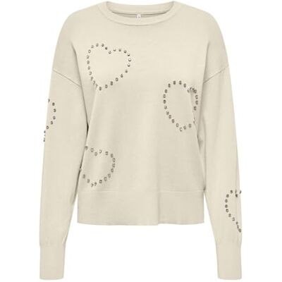 ONLY dam Onlbee Ls Heart Bling O-hals CC KNT, baby's Breath, S, Baby's Breath, S ONLY dam Onlbee Ls Heart Bling O-hals CC KNT, baby's Breath, S, Baby's Breath, S