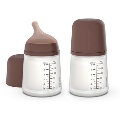 SUAVINEX , Pack 2 Zero anti-koliska flaskor, anpassningsbar flödesnapp (A) i silikon, spädbarn +0 månader och nyfödda, specifik amning, amning, amning och pulver, 180 ml, djup SUAVINEX , Pack 2 Zero anti-koliska flaskor, anpassningsbar flödesnapp (A) i silikon, spädbarn +0 månader och nyfödda, specifik amning, amning, amning och pulver, 180 ml, djup