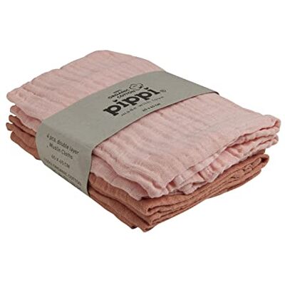 Pippi 4-pack ekologiska dregelldukar i olika färger Pippi 4-pack ekologiska dregelldukar i olika färger
