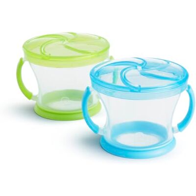Munchkin Set med 2 mellanmålslådor för småbarn och behållare för spädbarn, behållare och matförvaring, BPA-fria mellanmålsmuggar med handtag, läckagesäker (blå/grön) Munchkin Set med 2 mellanmålslådor för småbarn och behållare för spädbarn, behållare och matförvaring, BPA-fria mellanmålsmuggar med handtag, läckagesäker (blå/grön)