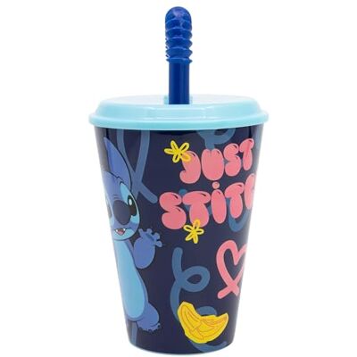 Stor Disney Stitch barnplastkopp 430 ml, BPA-fri, återanvändbar och tvättbar, med sugrör och lock Stor Disney Stitch barnplastkopp 430 ml, BPA-fri, återanvändbar och tvättbar, med sugrör och lock