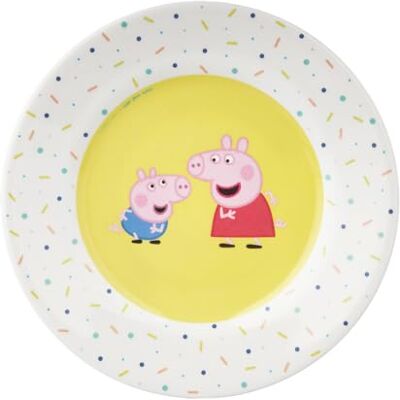 Peppa Pig Desserttallrik, 20 cm, melamin, gul och vit, konfettimönster, diskmaskin Peppa Pig Desserttallrik, 20 cm, melamin, gul och vit, konfettimönster, diskmaskin