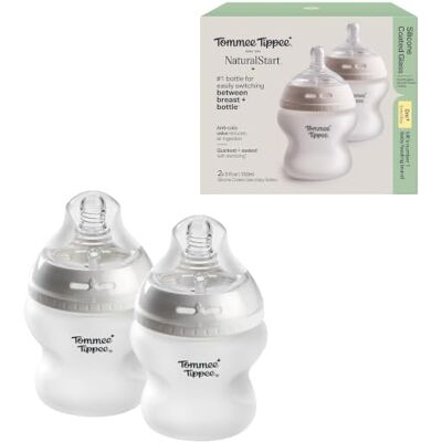 Tommee Tippee Natural Start Silikonklädda Glasflaskor, Från Födseln, 150ml, 2-pack Tommee Tippee Natural Start Silikonklädda Glasflaskor, Från Födseln, 150ml, 2-pack