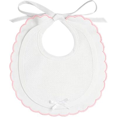 FILET Elegant vit bomull Piquet haklapp, rosa skalad kant, Aida-kanfas för brodering, lappstängning, tillverkad i Italien, Rosa FILET Elegant vit bomull Piquet haklapp, rosa skalad kant, Aida-kanfas för brodering, lappstängning, tillverkad i Italien, Rosa